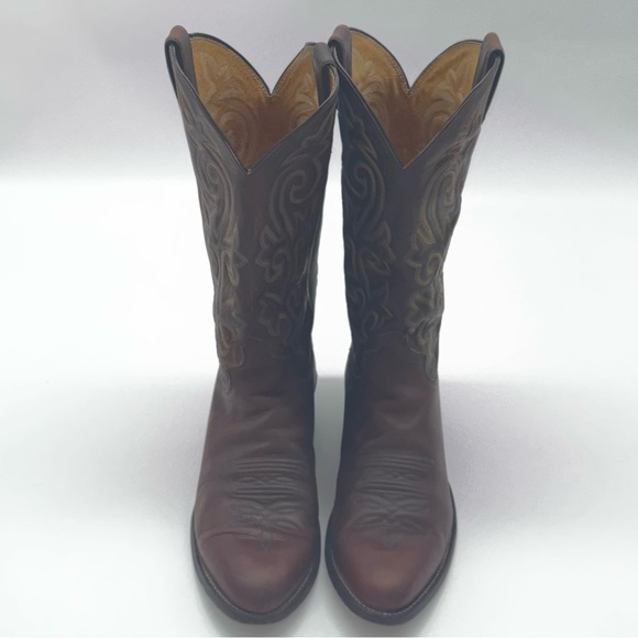 Justin Mens Dark Brown Western Boots - Picture 2 of 16